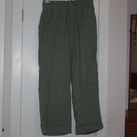 Quince 100% European Linen Wide Leg  Green Size:L - Picture 4 of 5